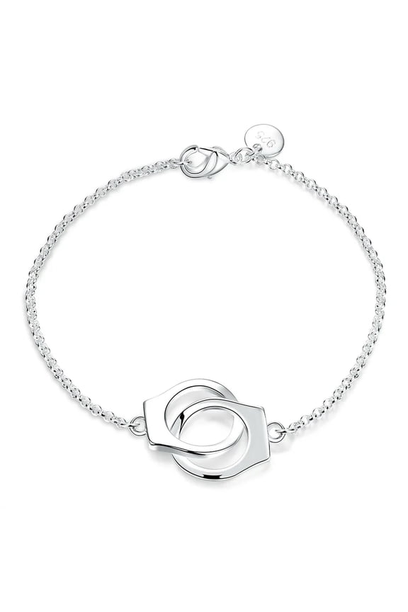 Wholesale 925 Sterling Solid Silver Handcuffs Bracelets For Women Men Gift-default