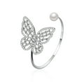 thumbnail image 1 of QQTDFG Women 925 Silver Gold Butterfly Bangle Cubic Zirconia Bracelet Wedding Jewelry-#Silver, 1 of 7