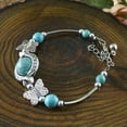 thumbnail image 1 of QQTDFG Women 925 Silver Tibetan Turquoise Open Bangle Cuff Bracelet Wedding Jewelry-#4, 1 of 3