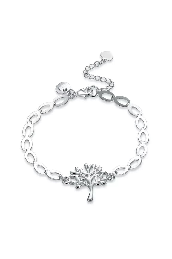 Women Charms Fashion 925 Sterling Solid Silver Tree of Life Bracelets Jewelry-default