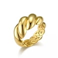 thumbnail image 1 of QQTDFG Women Croissant Braided Twisted Chunky Dome Ring Stacking Band Statement Wedding-Gold-7, 1 of 7