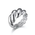 thumbnail image 1 of QQTDFG Women Croissant Braided Twisted Chunky Dome Ring Stacking Band Statement Wedding-Silver-10, 1 of 7