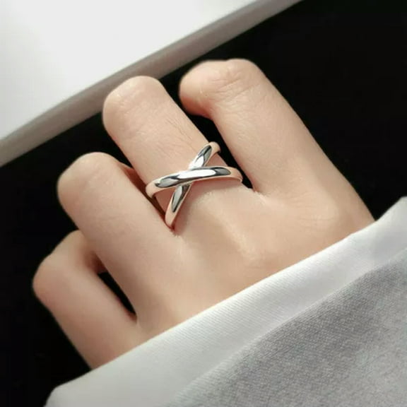 QQTDFG Women Jewelry 925 Sterling Silver Simple Criss X Cross Open Ring A3177-8