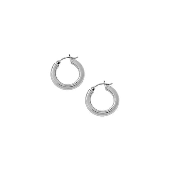 QQTDFG Women Jewelry 925 Sterling Silver Smooth Round Tube Hinged Hoop Earrings F0326-Silver - 18mm