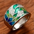 thumbnail image 1 of QQTDFG Women Luxury 925 Silver Enamel Ring Cubic Zircon Wedding Jewelry Gift Size 6-10-#2-8, 1 of 3