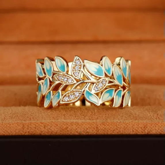 QQTDFG Women Luxury 925 Silver Enamel Ring Cubic Zircon Wedding Jewelry Gift Size 6-10-#3-7