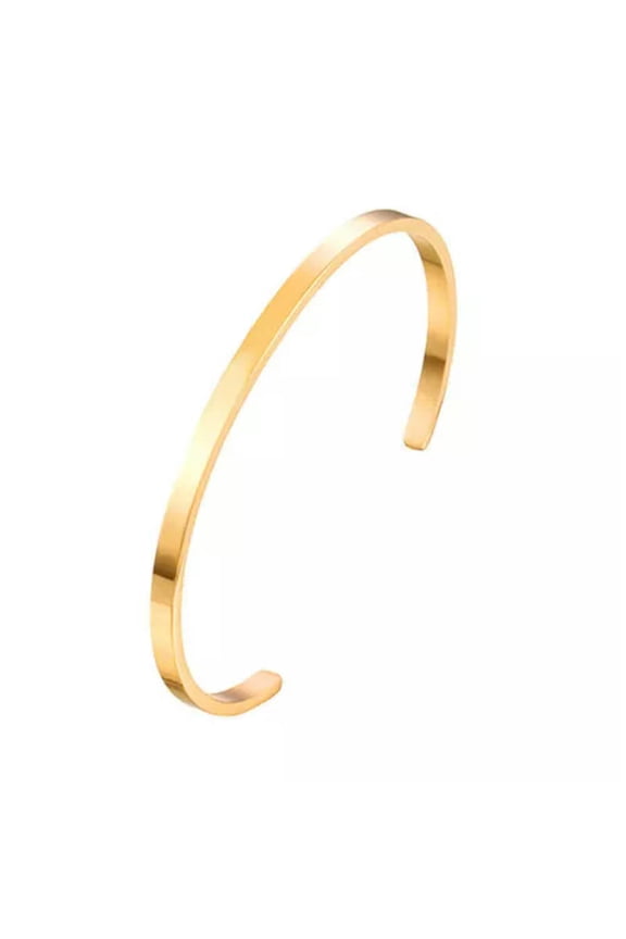 Women Men Titanium Stainless Steel Bracelet Bangle Cuff Party Simple Jewelry-Gold