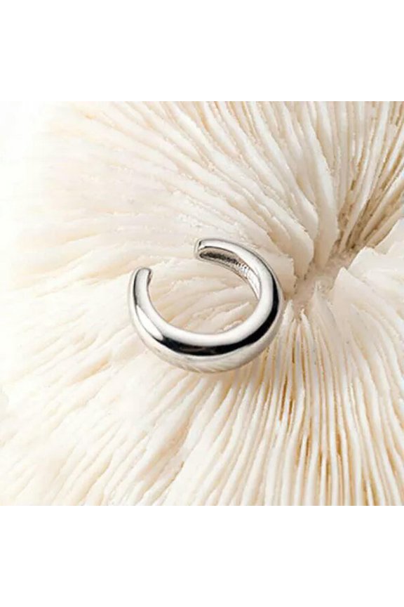 Women Sterling Silver Simple Ear Cuff Plain Non-Piercing SINGLE Earring A1740-Silver - 1 single earring