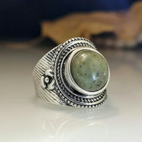 QQTDFG Women Vintage 925 Silver Turquoise Rings Wedding Party Jewelry Gifts Size 6-10-#4-6