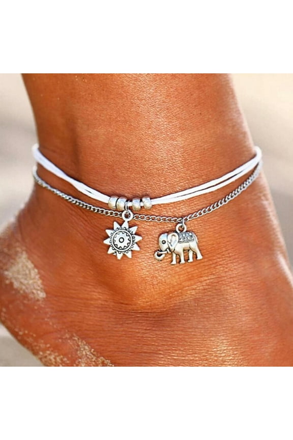 Women's Ankle Retro Beach Retro Simple Sun Elephant Silver Alloy Beach Anklet-default