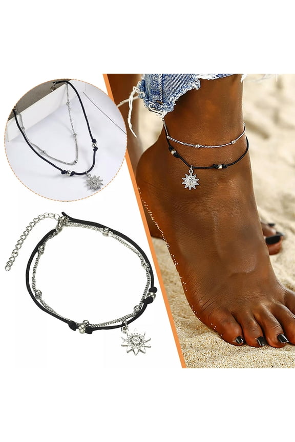 Women's Beach Ocean Cute Design Bohemian Alloy Elephant Sun Anklet Bracelet-default