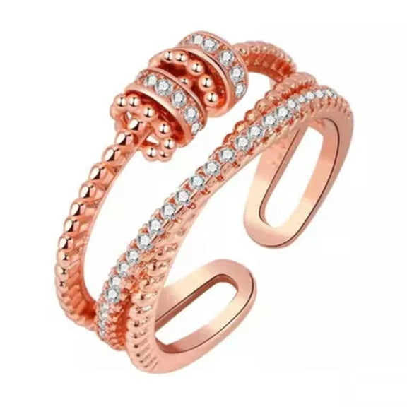 QQTDFG Womens Anxiety Rings 925 Silver Fidget Ring Spinner Stress Relief Band Gift-#6-Adjustable