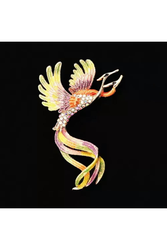 Womens Charm Rhinestone Phoenix Bird Animal Brooch Pin Gift -Multicolor