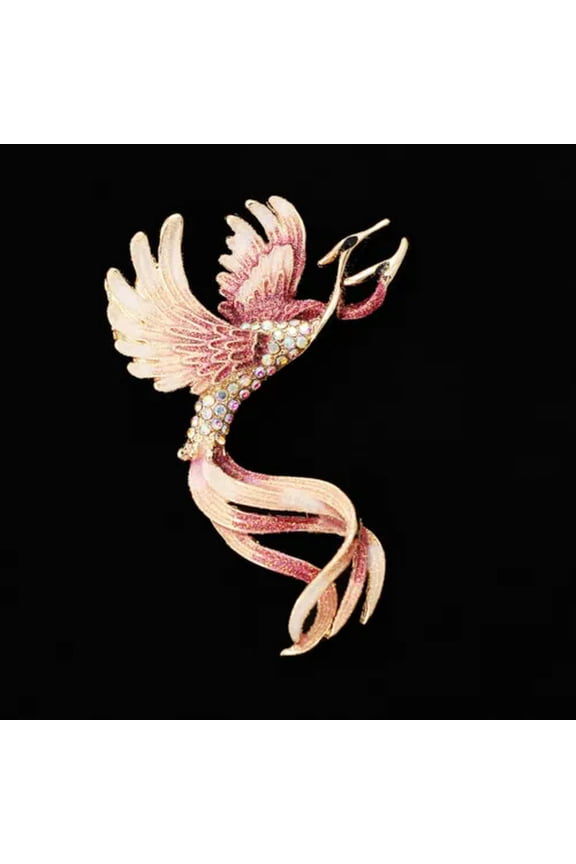 Womens Charm Rhinestone Phoenix Bird Animal Brooch Pin Gift -Purple