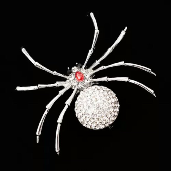 QQTDFG Womens Jewelry Cute Crystal Rhinestone Spider Animal Brooch Pin Gift -Silver