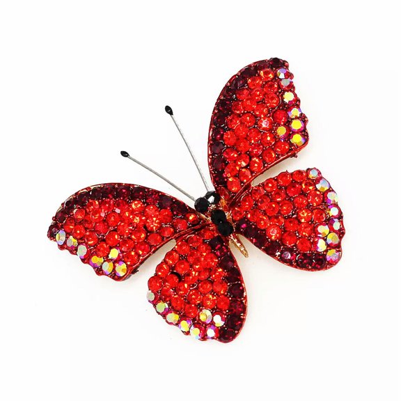 QQTDFG Womens Red Crystal Rhinestone Butterfly Pendant Animal Brooch Pin Holiday Gifts-default