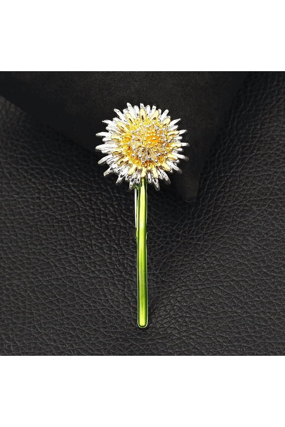 Yellow Enamel Dandelion Brooch For Women Sun Flower Pin Elegant Design Brooch-default