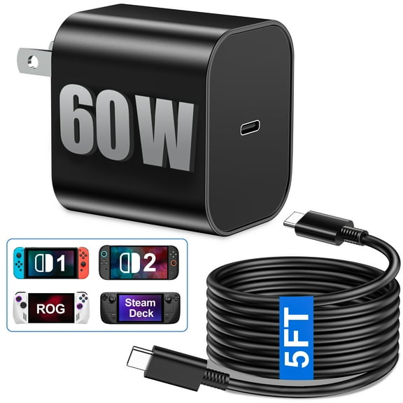 QQV 45W Charger for Nintendo Switch 2/Switch OLED - 15V 2.6A AC Adapter Fast Charging with 5FT USB C Cord - Compatible with Switch OLED, Steam Deck - Support TV Mode