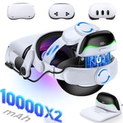 QQV Battery Head Strap for Oculus Meta Quest 3/Quest 3S/Quest 2 Head Strap with Battery Pack 2X 10000 mAh & Battery Charger Extend 4-6H Playtime, VR Headset Strap for Oculus 3 Accessories