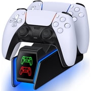 PS5 Controller Charger, QQV PS5 Charging Station for PS5 Dualsense Controllers - Fast Charging Dock with LED Indicator, Black