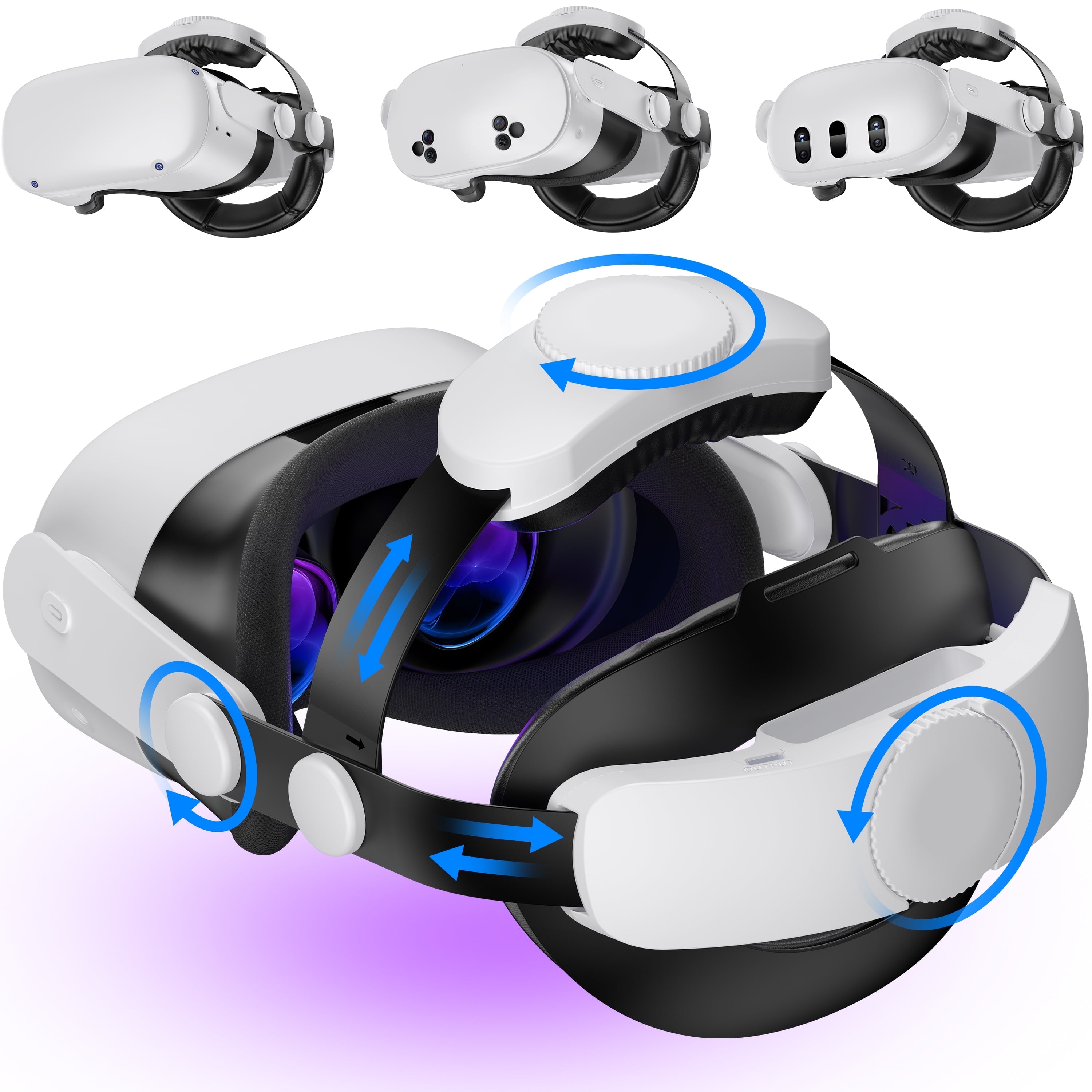 Head Strap for Oculus Meta Quest 3S/Quest 2, QQV Adjustable Comfort VR Headset Accessories for Quest 3 with update Double Knobs, Soft Cushion