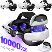 QQV for Meta Quest 3/Quest 3S/Quest 2 Head Strap with Magnetic Battery 2Pack&Charging Station, 20000mAh Battery for 4-6H Playtime, Comfort VR Headset Strap