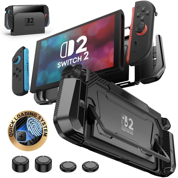 QQV forDockable Case for Nintendo Switch 2 (2025), Full Protection TPU Grip Protective Cover Accessories Compatible with Switch 2 7.9 Inch and Quick-Release Joy-Con Design Shell