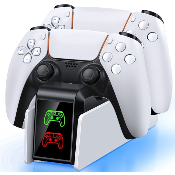 Controller Charger for PS5, Dual Controller Charging Station for Playstation 5 with LED Indicator/Fast Charging Cable