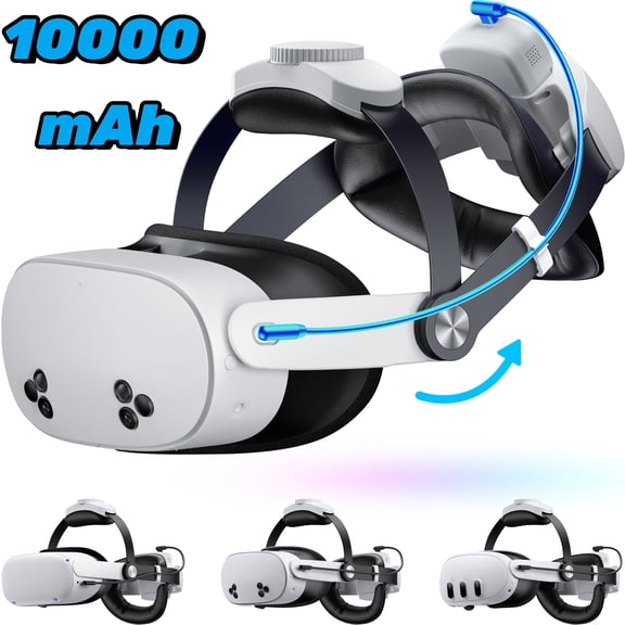 Battery Head Strap 7500mAh Compatible with Oculus Meta Quest 3S/3/2, QQV VR Headset Accessories for Quest 3 Headstrap, Adjustable Elite Strap for VR Headset Quest 2