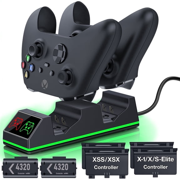 Xbox Controller Charger with 2x4320mWh Rechargeable Battery Packs for Xbox One/Series X|S /Elite
