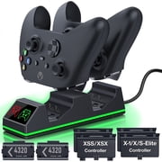 Xbox Controller Charger with 2x4320mWh Rechargeable Battery Packs for Xbox One/Series X|S /Elite
