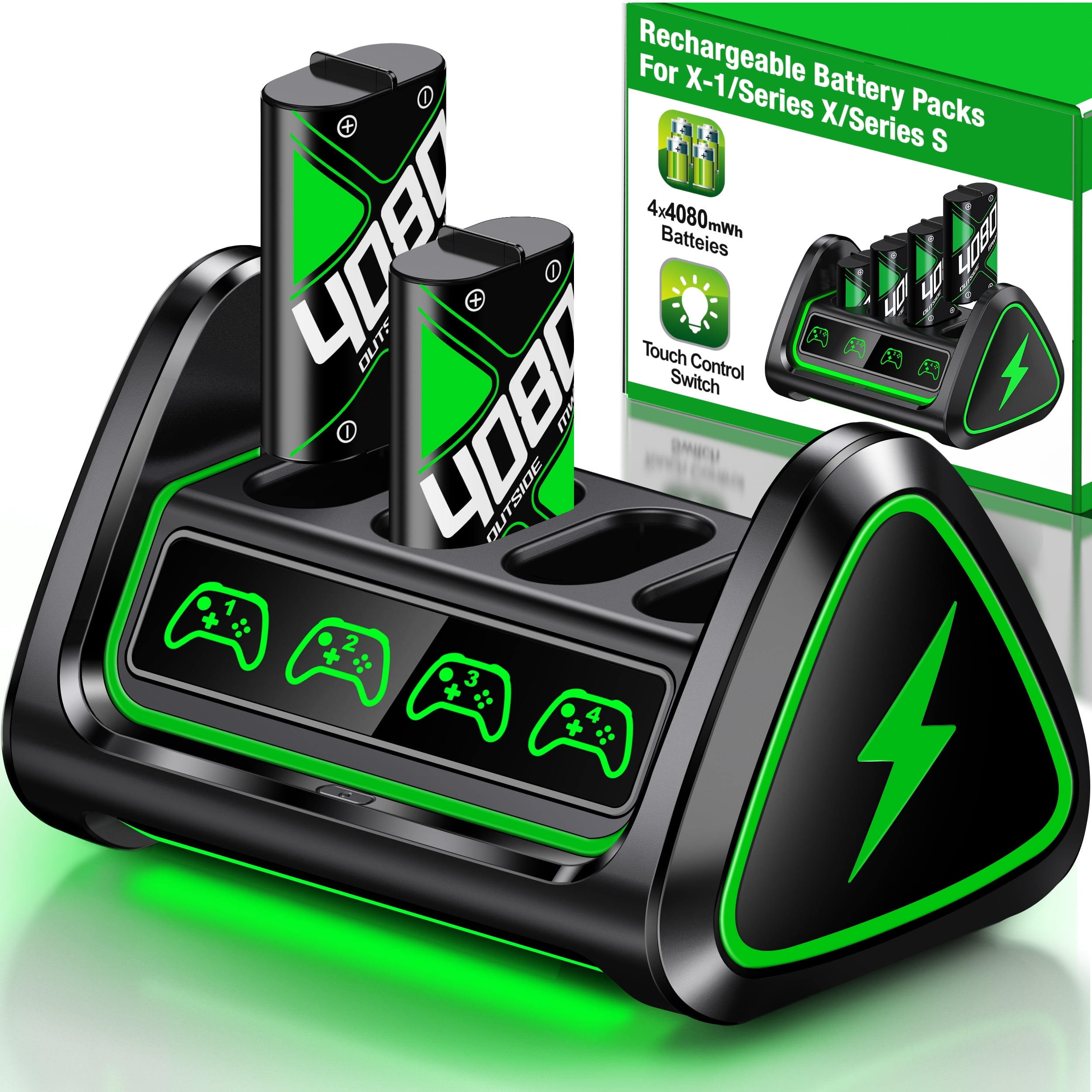 QQV Xbox Controller Battery Pack with 4 x 4080mWh Rechargeable Battery ...