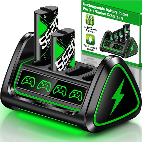 QQV Xbox Rechargeable Battery Pack with 4 x 5520mWh Controller Batteries Pack for Xbox One,Xbox Series Controller Battery with Charger for XboxOne S|X /Elite
