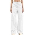 thumbnail image 1 of QQZ Flowy Wide Leg Cargo Joggers Pants For Women, Elastic Waist Drawstring Casual Track Pants, Daily Lounging Weekend Travel Outfits, 1 of 8