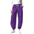 thumbnail image 1 of QQZ Jogger Pants For Women, Leopard Print Elastic Waist Casual Barrel Trousers With Drawstring And Side Pockets, Loose Fit Long Pants, For Daily Wear, Travel, Office And Weekend Outings, 1 of 9