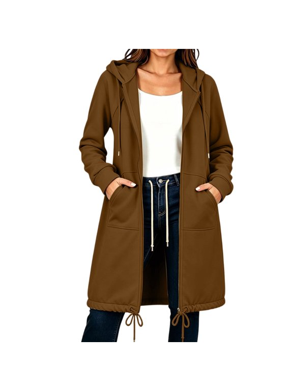 Long Zip Up Hoodie Jacket For Women, Long Sweatshirts For Women Oversized Hoodies 2026 Fall Hoodie Jacket Coat