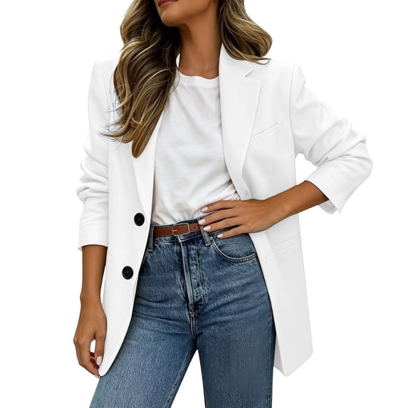 QQZ Oversized Long Lapel Two Button Blazer Women, Lightweight Cardigans For Women Trendy, Business Office Travel Weekend Daily Outfits
