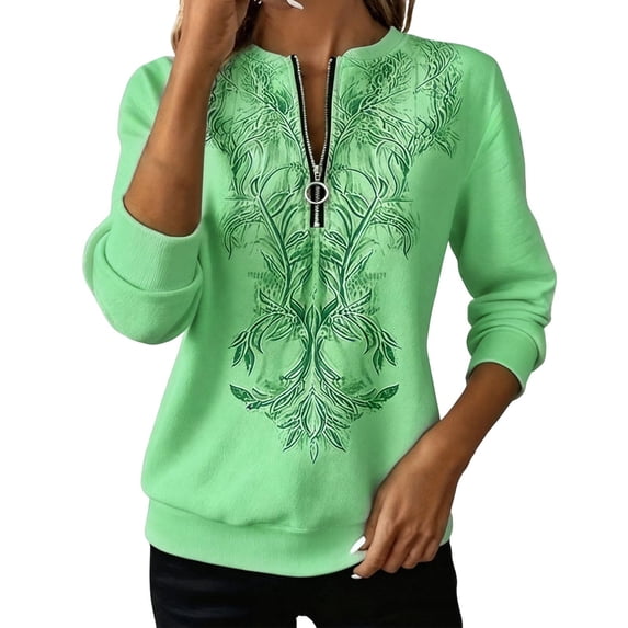 QQZ Quarter Zip Pullover Sweatshirt For Women, Printed V Neck Sweatshirts Fleece Long Sleeve Women's Fashion Hoodies & Sweatshirts