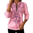 thumbnail image 1 of QQZ Quarter Zip Pullover Sweatshirt For Women, Printed V Neck Sweatshirts Fleece Long Sleeve Women's Fashion Hoodies & Sweatshirts, 1 of 7
