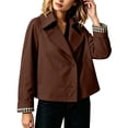 thumbnail image 1 of QQZ Relaxed Cropped Double Breasted Trench Jacket Women, Lightweight Cardigans For Women Trendy, Fall Travel Business Casual Commute Street Daily Outfits, 1 of 9