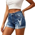 thumbnail image 1 of QQZ Relaxed Fit Denim Shorts Women, High Waist Distressed Ripped Cuffed Hem Womens Denim Shorts for Street Walk, Shopping and Vacation, 1 of 8