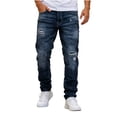 thumbnail image 1 of QQZ Straight Leg Jeans Men, Ripped Distressed Slim Denim Pants for Street Walk, Daily Shopping and Casual Outdoor Activities, 1 of 7
