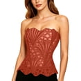 thumbnail image 1 of QQZ Strapless Hollow Lace Corset Top For Women, Scalloped Hem Boned Bustier, Tummy Control Waist Trainer Shapewear For Wedding Cosplay Club Party, 1 of 9