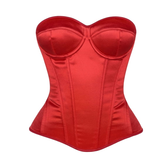 QQZ Strapless Sweetheart Boned Satin Corset Top For Women, Tummy Control Shapewear Women, Plus Size Strapless Corset For Cosplay, Club Outings And Themed Parties