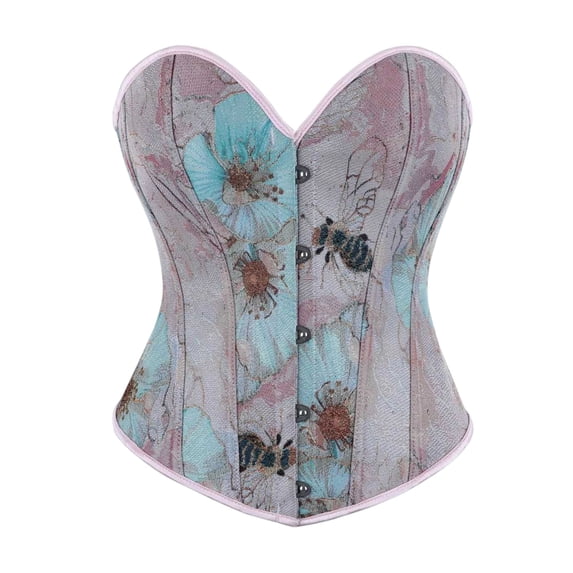 QQZ Strapless Sweetheart Floral Tapestry Boned Corset Top For Women, Tummy Control Shapewear Women, Plus Size Strapless Corset For Cosplay, Renaissance Events And Themed Parties