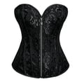 thumbnail image 1 of QQZ Sweetheart Strapless Jacquard Corset Top For Women, Front Zipper Tummy Control Waist Trainer, Boned Bustier Shapewear For Wedding Party Cosplay, 1 of 8
