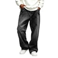 thumbnail image 1 of QQZ Wide‑Leg Baggy Jeans For Men, Stretchy Boyfriend Denim Pants, High‑Waisted Trendy Black‑Wash Casual Mens Wide‑Leg Denim Pants For All‑Season Daily Party And Street Wear, 1 of 9