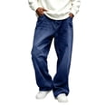 thumbnail image 1 of QQZ Wide‑Leg Baggy Jeans for Men, High‑Waisted Trendy Casual Dark‑Blue‑Wash Mens Wide‑Leg Denim Pants for All‑Season Daily Party and Street Wear, 1 of 9