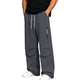 thumbnail image 1 of QQZ Wide Leg Cargo Pants For Men, Elastic Drawstring Casual Jogger Pants For Daily Walking Travel Weekend Wear, 1 of 9