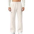 thumbnail image 1 of QQZ Wide Leg Flare Pants For Men, Elastic Drawstring Embroidered Casual Sweatpants For Daily Loungewear Walking Travel, 1 of 7